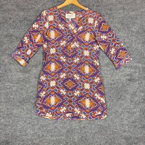 Rory Beca Silk Geometric Tunic Mini Dress Womens S Multi 100% Silk EUC USA Made